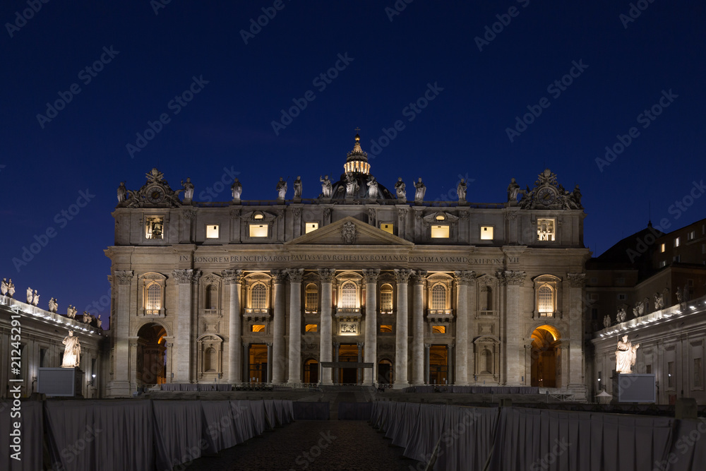 Vatican Saint Peter's basilica at nightfall Vatican Saint Peter's basilica at nightfall
