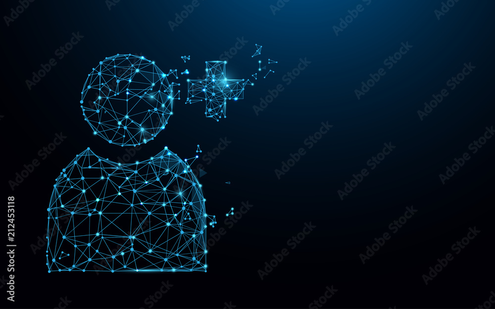 Add user icon form lines, triangles and particle style design. Illustration vector