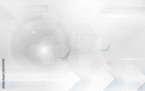 White abstract technology digital hi tech hexagons concept background