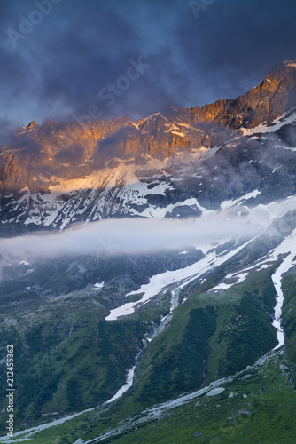 sunset lights and cloud in Alpine in Italy