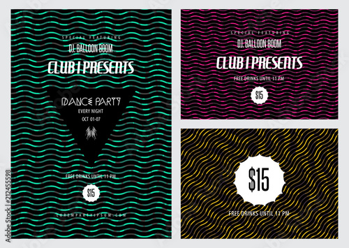 Cover templates set, vector geometric wavy abstract background. Flyer, presentation, brochure, banner, poster design.