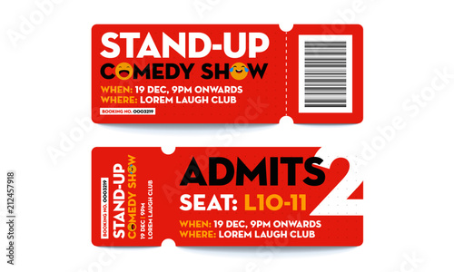 Stand Up Comedy Show Entry Ticket. Modern elegant design template of Event Ticket.