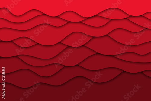 Vector realistic isolated red paper cut layer background for decoration and covering. Concept of geometric abstract design.