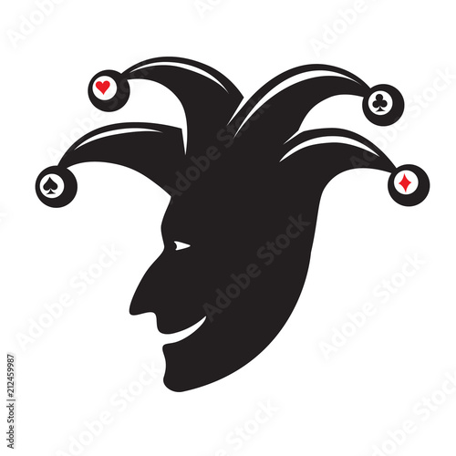 Joker head. Jester. Buffoon. for your design, vector illustration