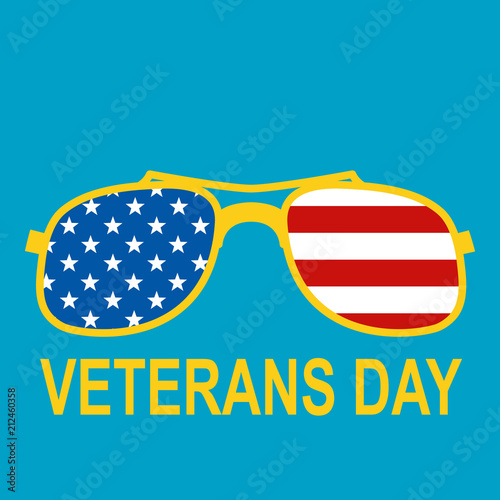 veterans day glasses usa flag background flat