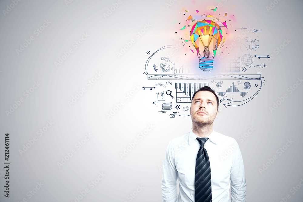 business idea concept businessman and bulb business idea concept businessman and bulb