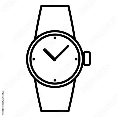 Vector Single Black Outline Icon - Wrist Watch
