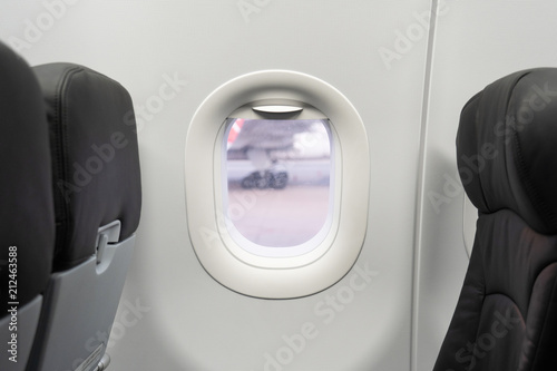 The window on plane for seeing scenery outside