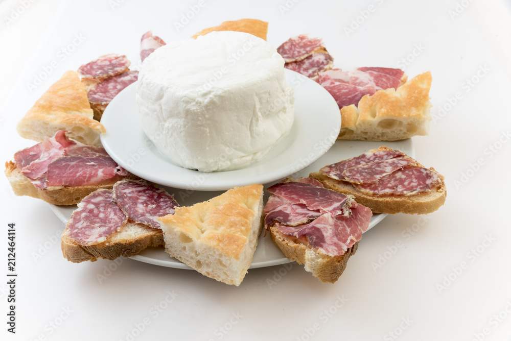 Appetizer with ham salami ricotta Appetizer with ham salami ricotta