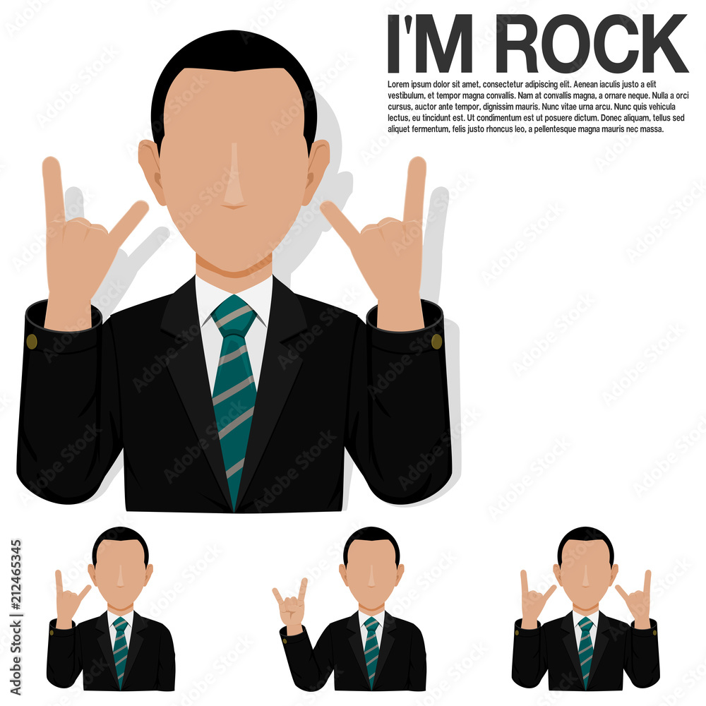 Set of businessman is presenting rock Set of businessman is presenting rock