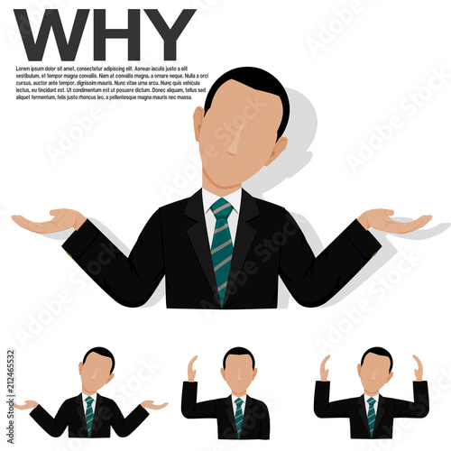 Set of businessman is wondering about something