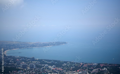 Gelendzhik, Russia - June 27, 2018: The view on the Thick Cape and the Black sea from the mountain photo