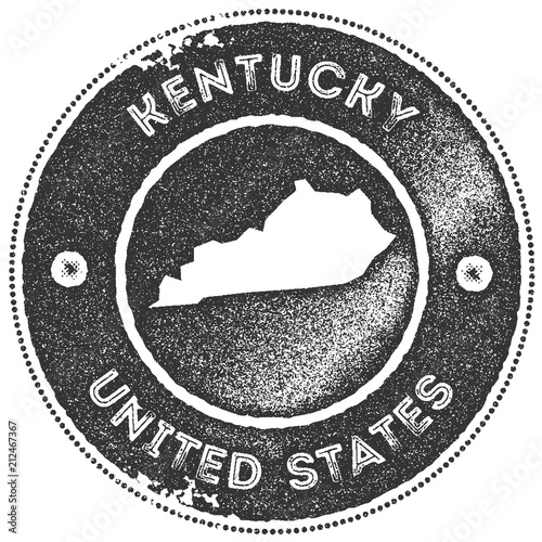 Kentucky map vintage stamp. Retro style handmade label, badge or element for travel souvenirs. Dark grey rubber stamp with US state map silhouette. Vector illustration.