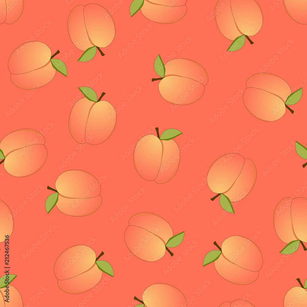 Peach Seamless on Orange Background