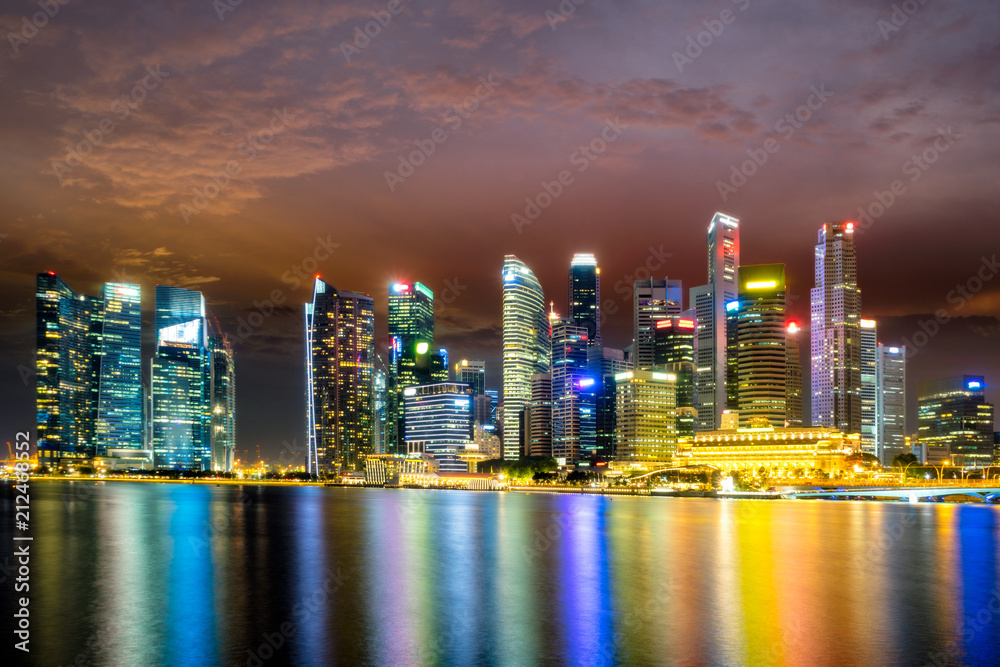 Cityscape of skycraper in Singapore at night Cityscape of skycraper in Singapore at night