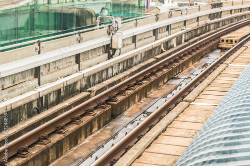 Bangkok, Thailand July 5, 2018 Railroad tracks of BTS Through Bangkok Mass Transit System Capital of Thailand