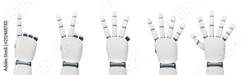 Isolated robot hand counting on white
