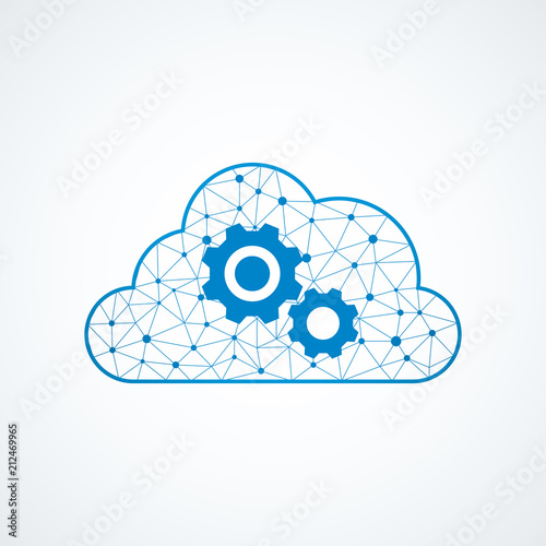 Technology gear icon with cloud