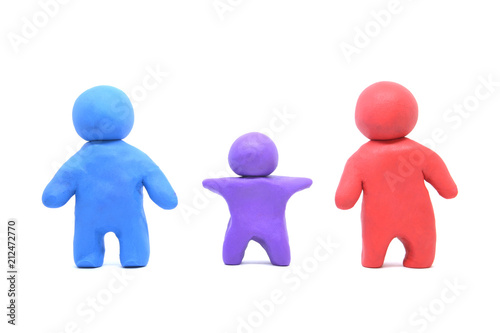 plasticine clay  happy family isolated on the white