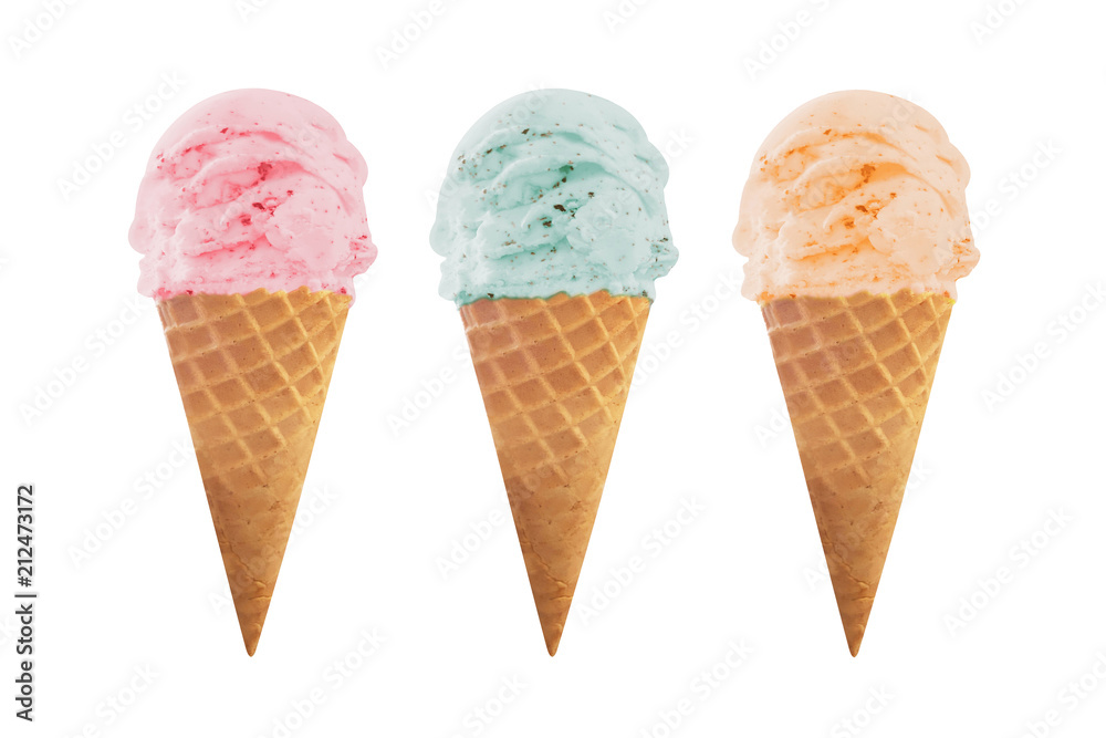 chocolate chips vanilla ice cream cone isolated on white chocolate chips vanilla ice cream cone isolated on white