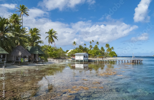 diving resort on Fakarava atoll, Tuamotus archipelago, french Polynesia,France, south pacific photo