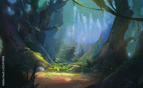 Fotografie, Tablou Game Art Fantasy Forest Environment