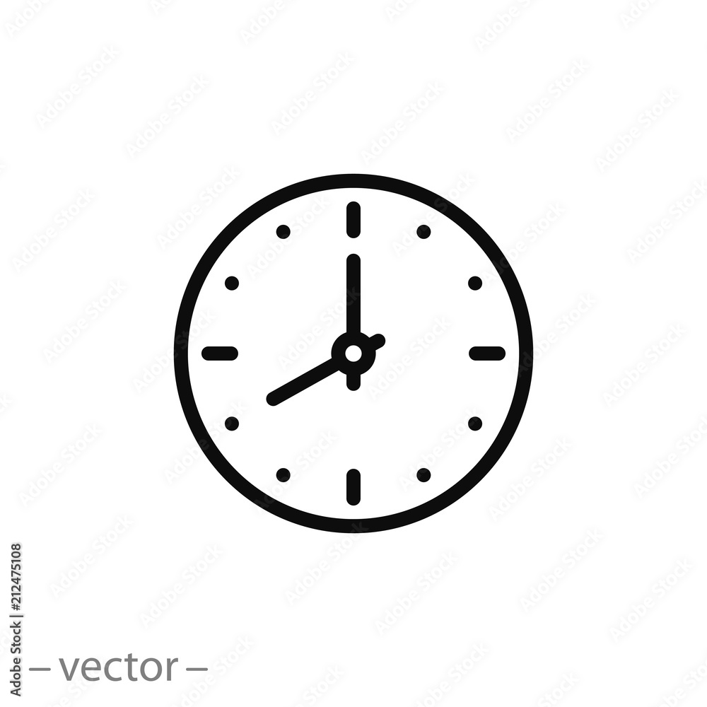 clock icon, time linear sign isolated on white background - editable vector illustration eps10 clock icon, time linear sign isolated on white background - editable vector illustration eps10