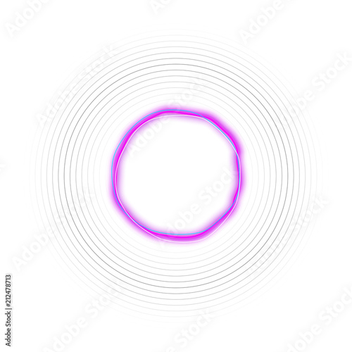 Abstract hi tech futuristic design background, circle neon frame. Shining banner, isolated on white background. Technology concept vector illustration.