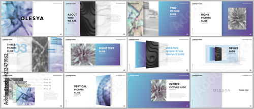 Minimal presentations design, portfolio vector templates with elements on white background. Multipurpose template for presentation slide, flyer leaflet, brochure cover, report, marketing, advertising.