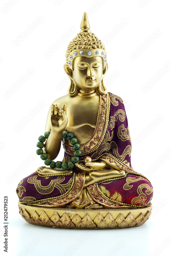 Portrait of a Buddha statue isolated on white background