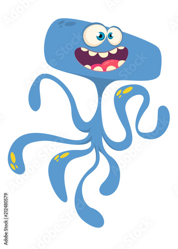 Cute cartoon monster alien or octopus. Vector illustration. Design for children book, sticker, print or party decoration