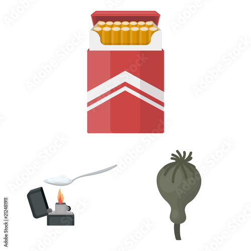Drug addiction and attributes cartoon icons in set collection for design. Addict and Drug vector symbol stock web illustration.