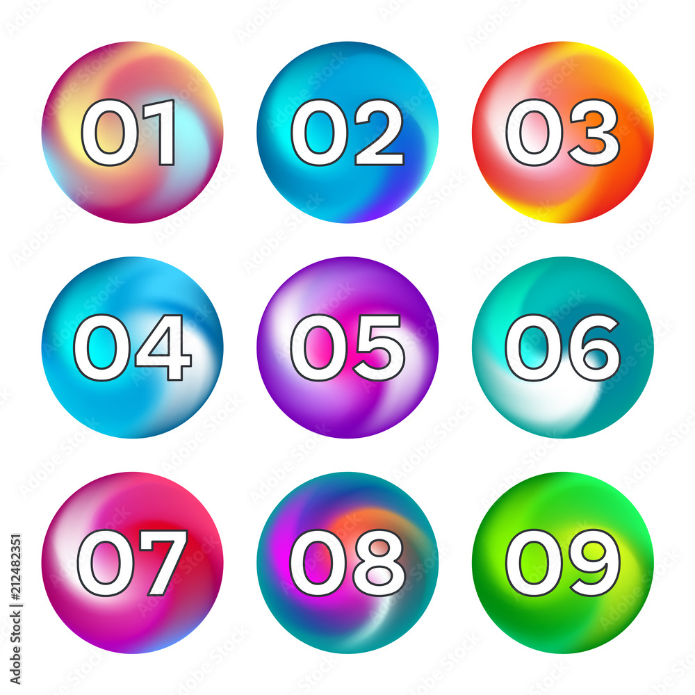 Rainbow color buttons with numbers Rainbow color buttons with numbers