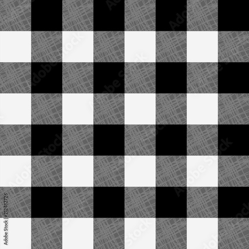 Vector seamless pattern of black and white plaid. Tartan seamless