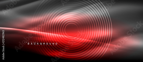 Neon glowing lines, magic energy space light concept, abstract background wallpaper design