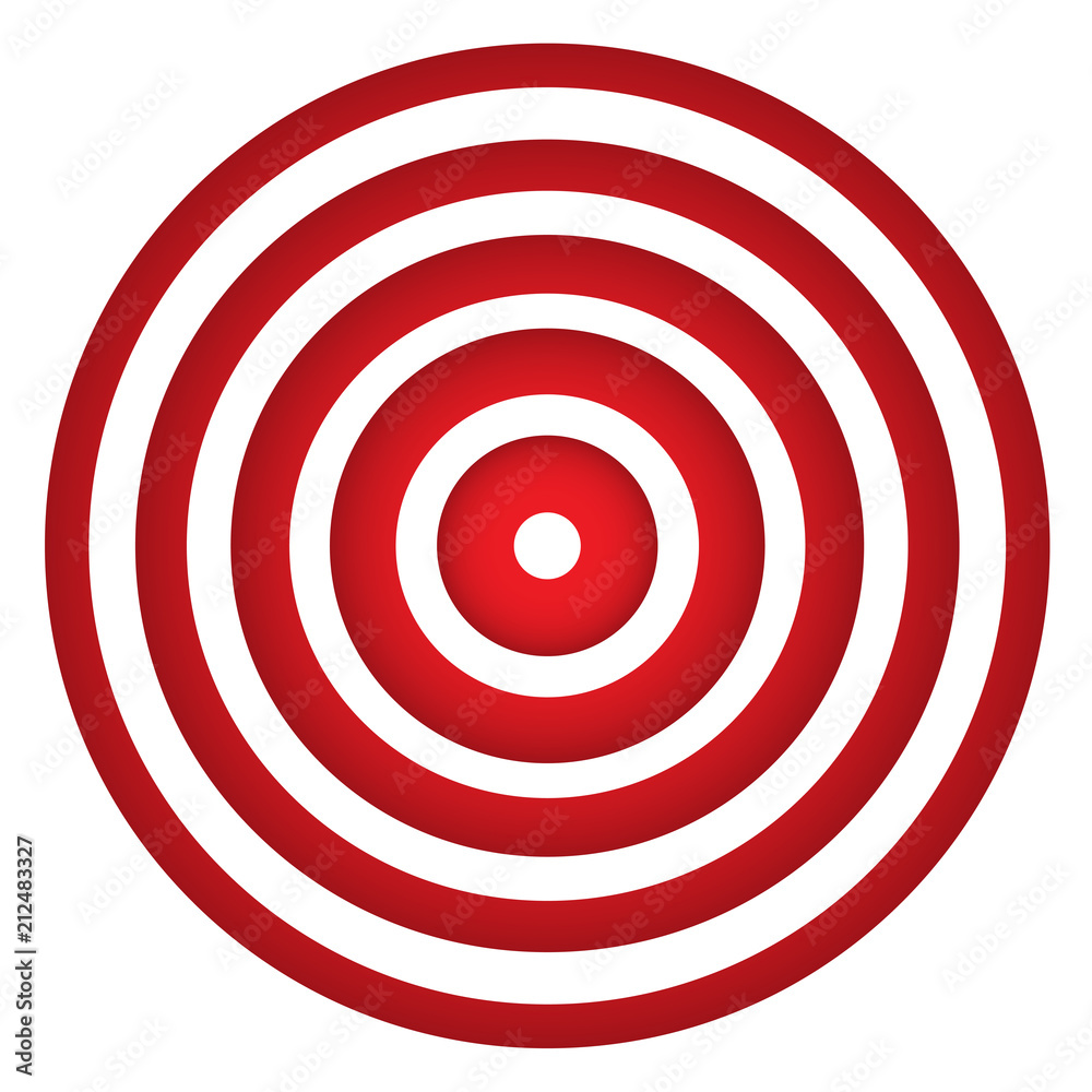 Isolated bold vector red ring from thin to thick. Pain circle. Symbol throbbing pain. Vector EPS 10 illustration for your medical presentation.