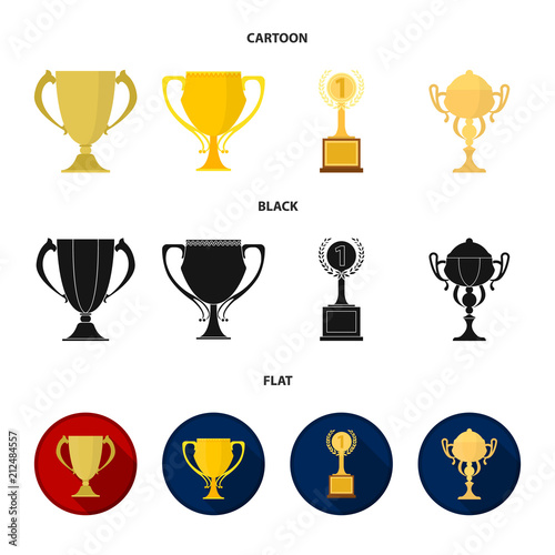Gold Cup cartoon,black,flat icons in set collection for design. Winners Cup vector symbol stock web illustration.