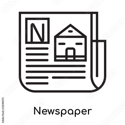 Newspaper icon vector sign and symbol isolated on white background, Newspaper logo concept
