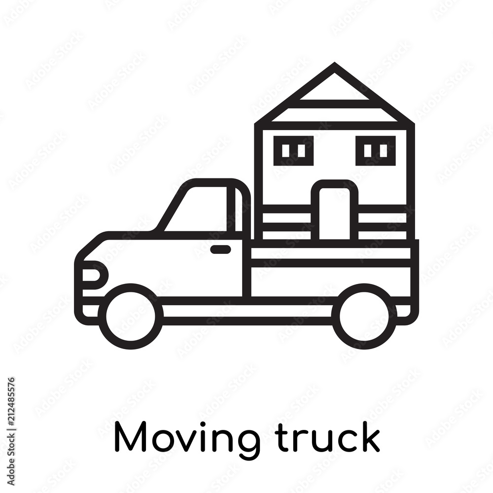 Moving truck icon vector sign and symbol isolated on white background, Moving truck logo concept Moving truck icon vector sign and symbol isolated on white background, Moving truck logo concept