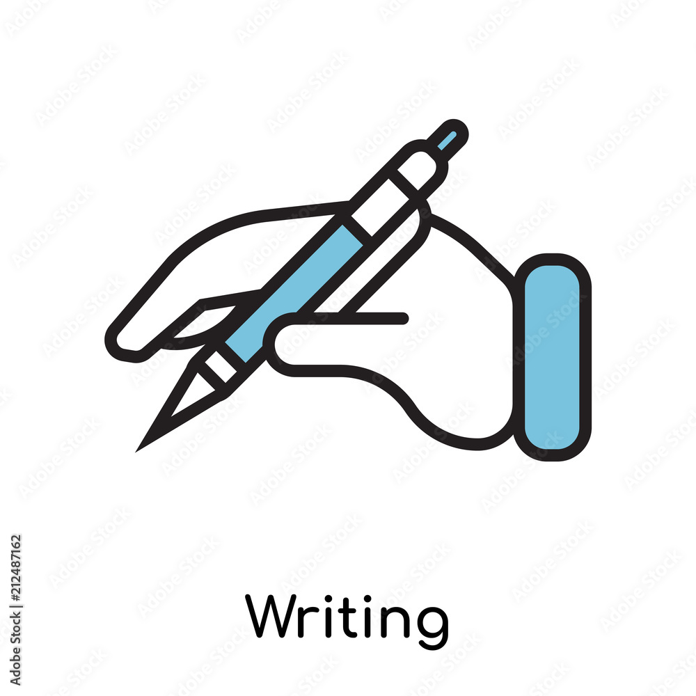 Writing icon vector sign and symbol isolated on white background, Writing logo concept Writing icon vector sign and symbol isolated on white background, Writing logo concept