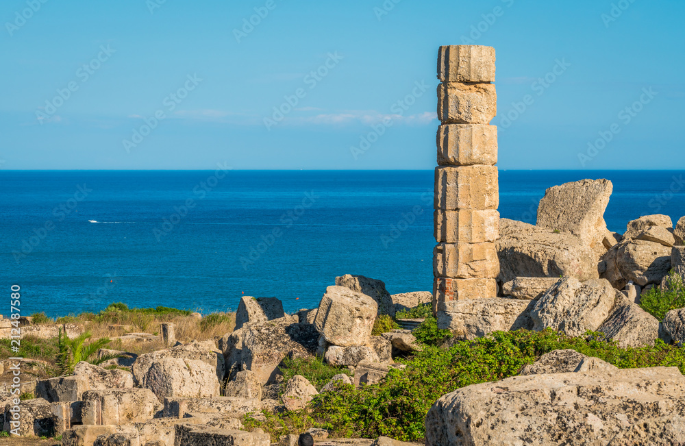 Ruins in Selinunte, archaeological site and ancient greek town in Sicily, Italy.