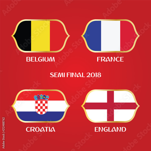 Soccer semi final matches Belgium, France, England, Croatia