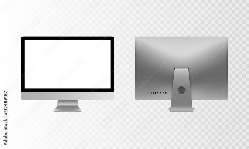 Stock Vector Illustration Set Personal Desktop Computer Pc Modern Stock Vector Illustration Set Personal Desktop Computer Pc Modern
