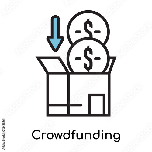 Crowdfunding icon vector sign and symbol isolated on white background, Crowdfunding logo concept