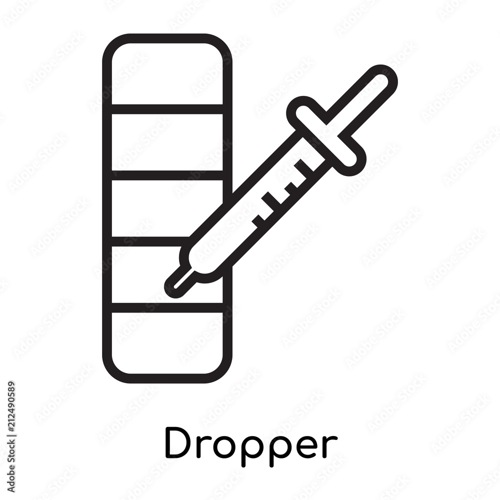 Dropper icon vector sign and symbol isolated on white background, Dropper logo concept Dropper icon vector sign and symbol isolated on white background, Dropper logo concept