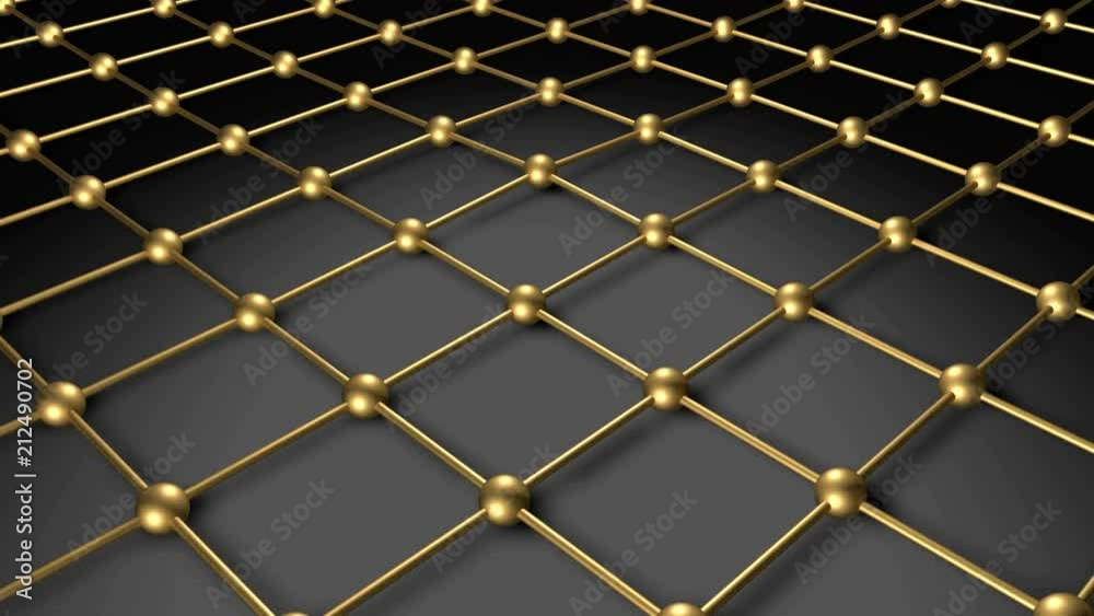 Gold molecular mesh on black background. Seamless loop animation footage. Gold molecular mesh on black background. Seamless loop animation footage.
