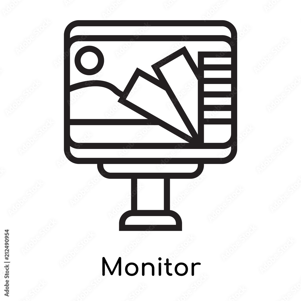 Monitor icon vector sign and symbol isolated on white background, Monitor logo concept Monitor icon vector sign and symbol isolated on white background, Monitor logo concept