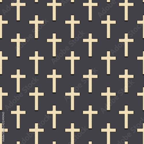 Christian cross pattern. Simple illustration of christian cross vector pattern for web. Conversational religious seamless pattern