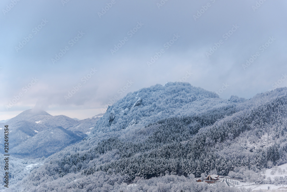 Fototapeta premium Wintyer landscape in Sacaramb , Romaniua