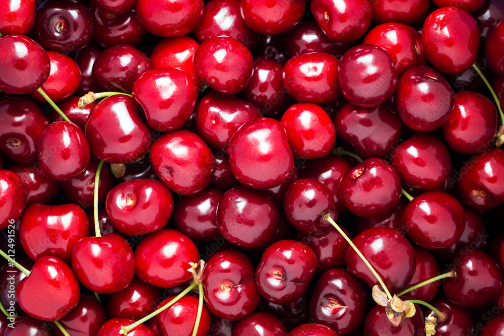 Ripe juicy cherry close-up. Without background, texture Ripe juicy cherry close-up. Without background, texture